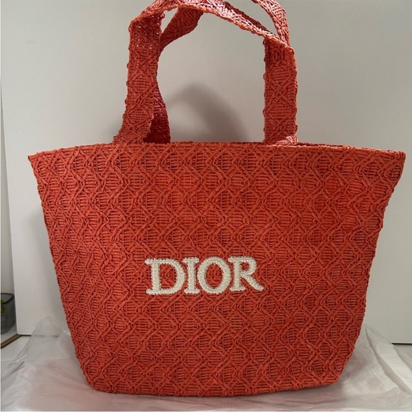 Other - Dior beauty  gift Red Woven small Tote